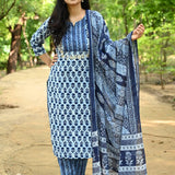 Blue Bagru Suit Set