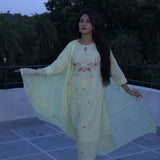 Yellow Designer Embroidered Suit Set