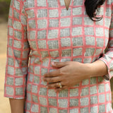 Two Tone Gold Print Capsule Rayon Kurti