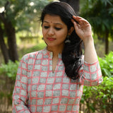 Two Tone Gold Print Capsule Rayon Kurti