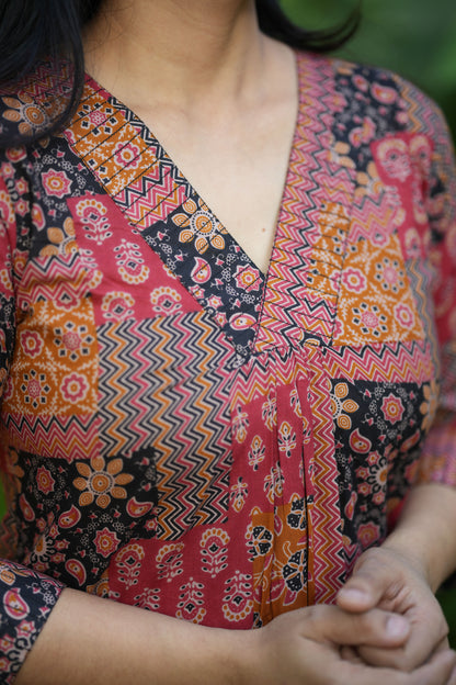 Mustard Ajrakh Cotton Kurta pant Set