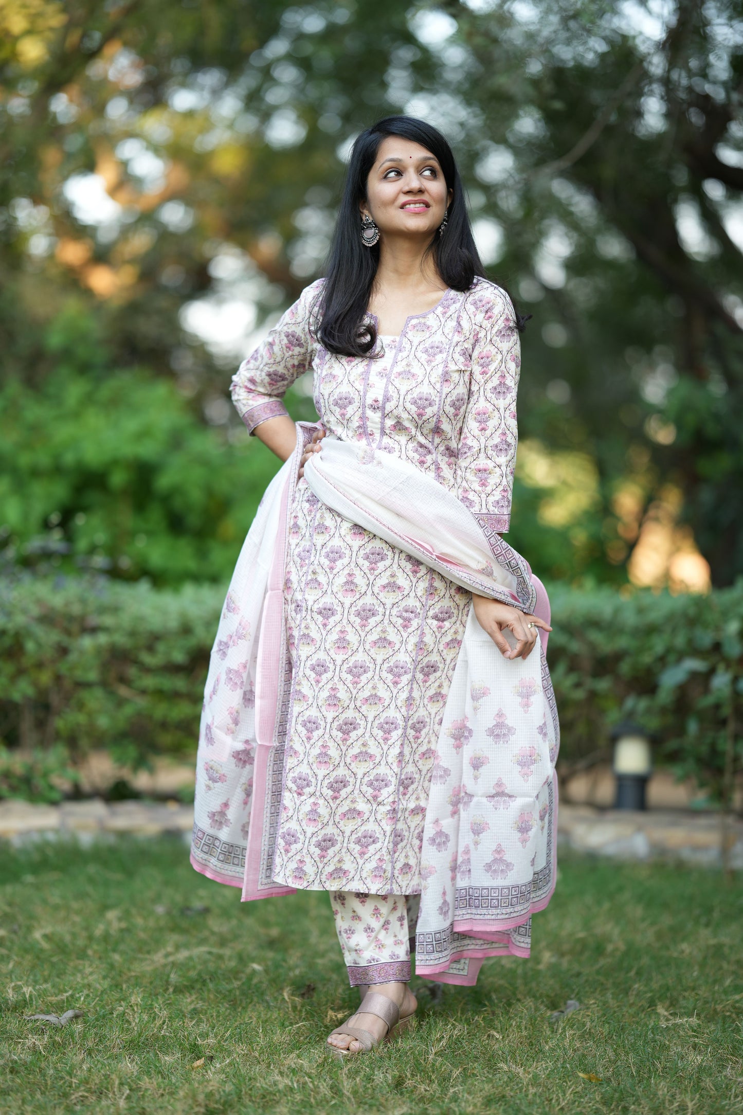 Kimaya Purple Cotton Suit Set