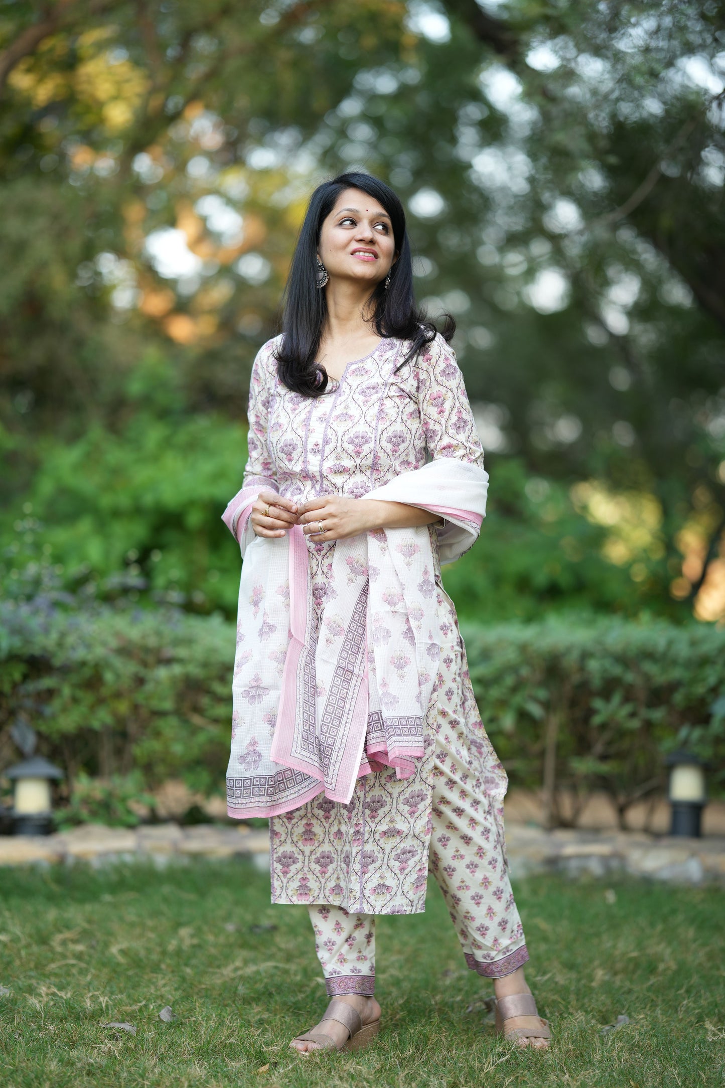 Kimaya Purple Cotton Suit Set