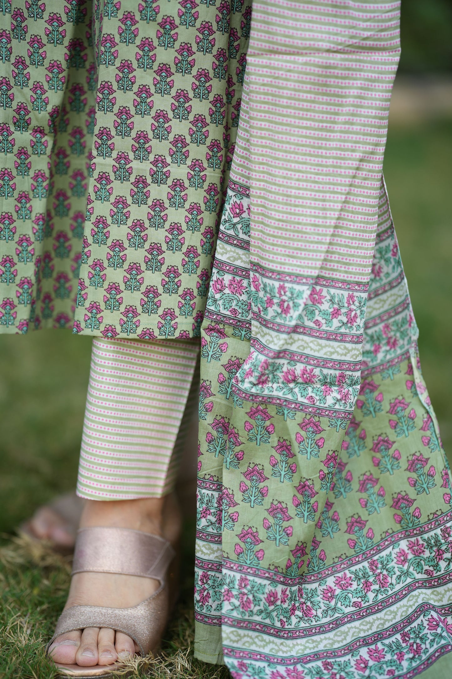 Gehna Green Cotton Suit Set