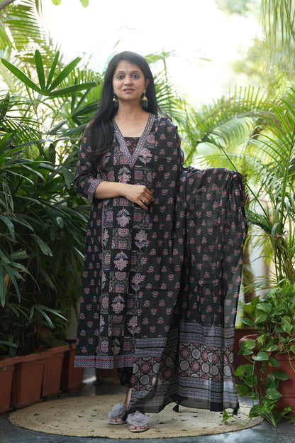 Vaani Black Cotton Suit Set