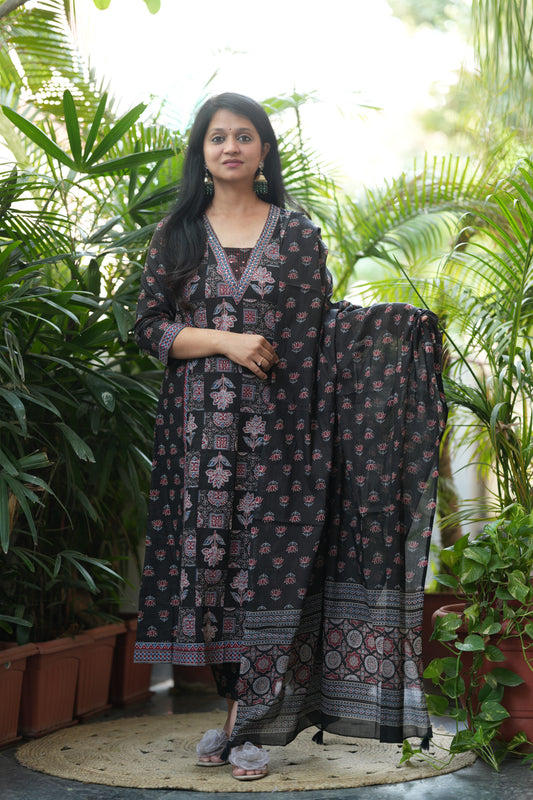 Vaani Black Cotton Suit Set