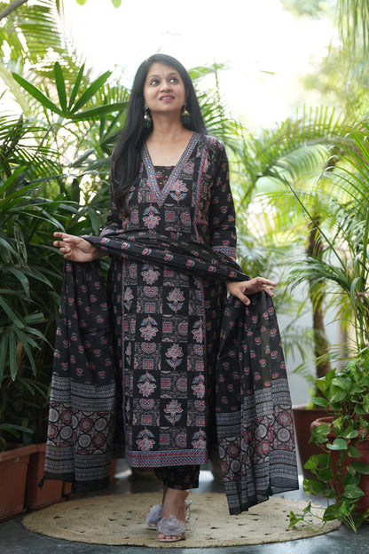 Vaani Black Cotton Suit Set