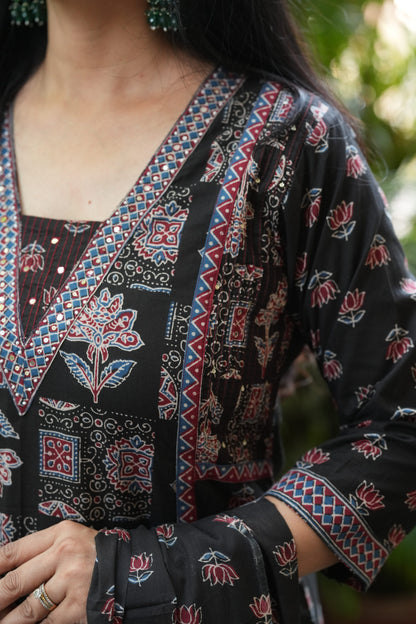 Vaani Black Cotton Suit Set