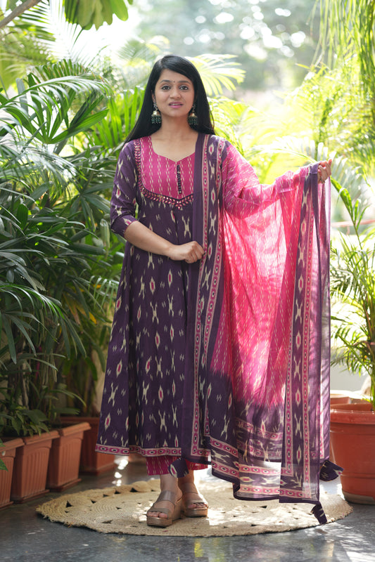 Anvika Cotton Anarkali Suit Set