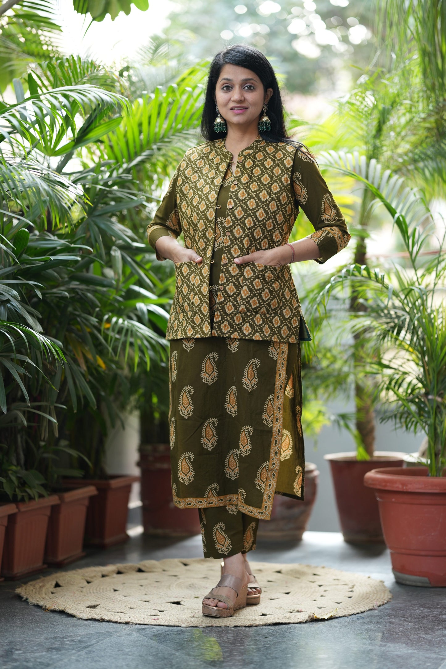 Henna Kurta Pant with Jacket Set
