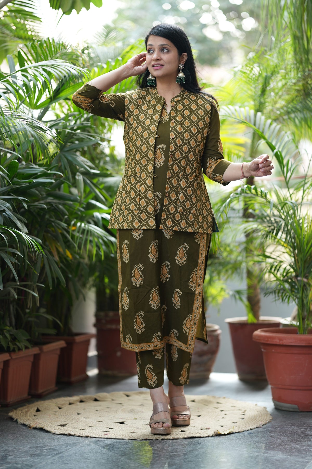 Henna Kurta Pant with Jacket Set
