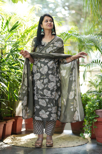 Meher Green Cotton Suit Set