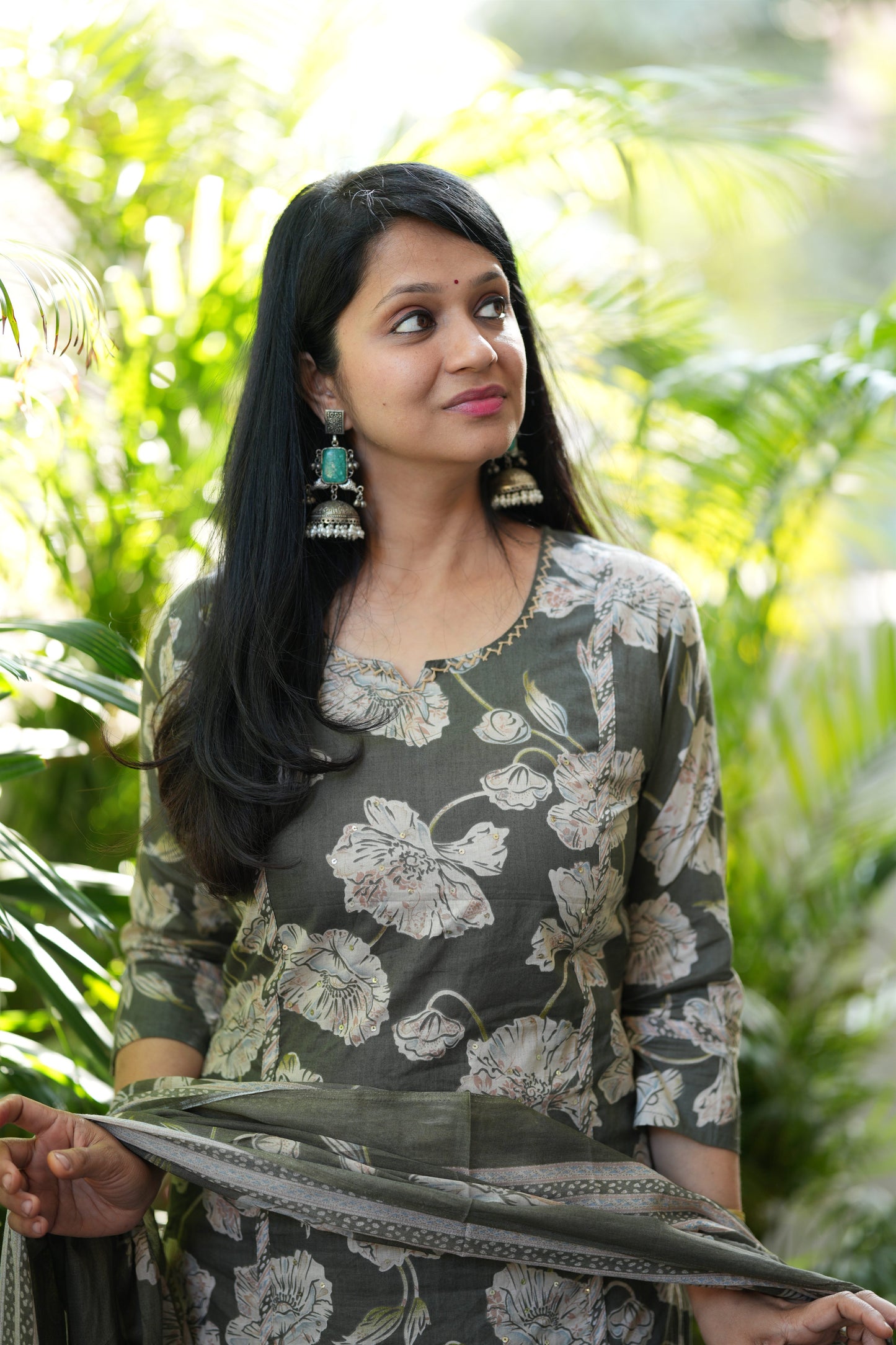 Meher Green Cotton Suit Set