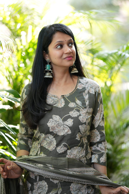 Meher Green Cotton Suit Set