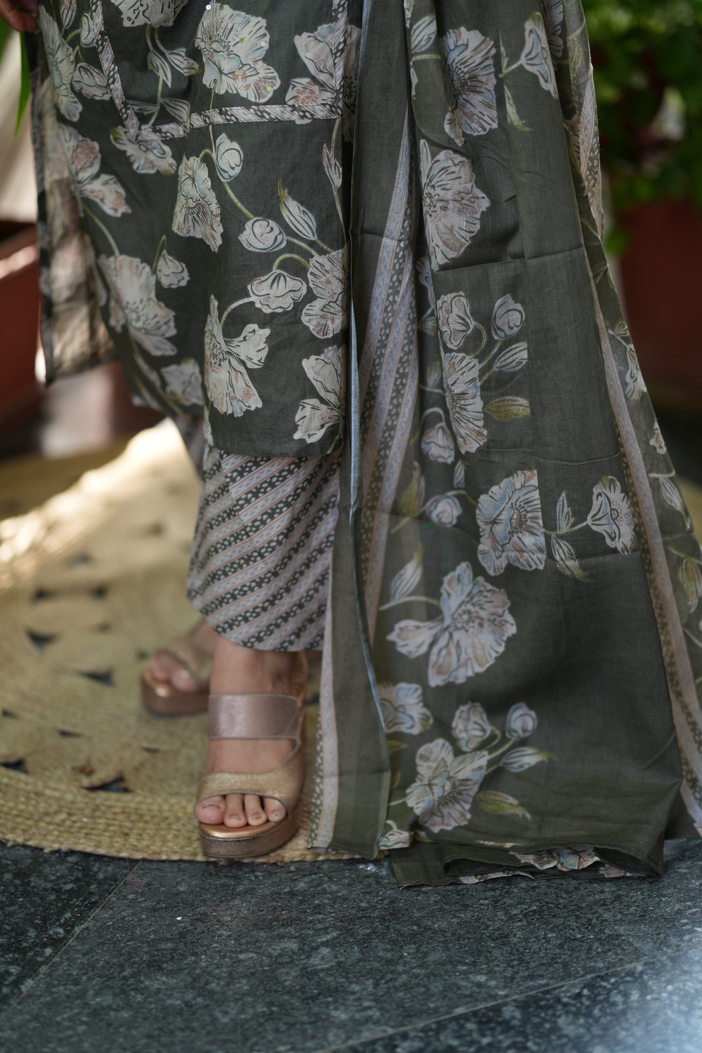 Meher Green Cotton Suit Set