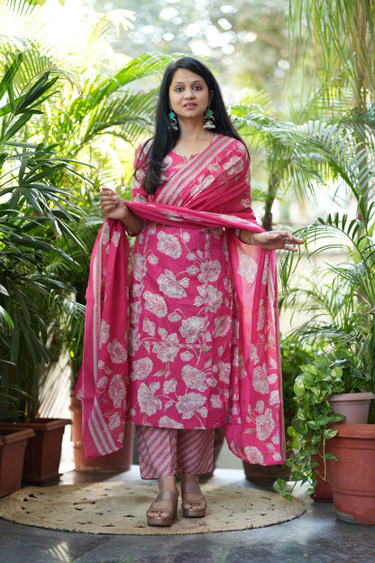 Meher Pink Cotton Suit Set