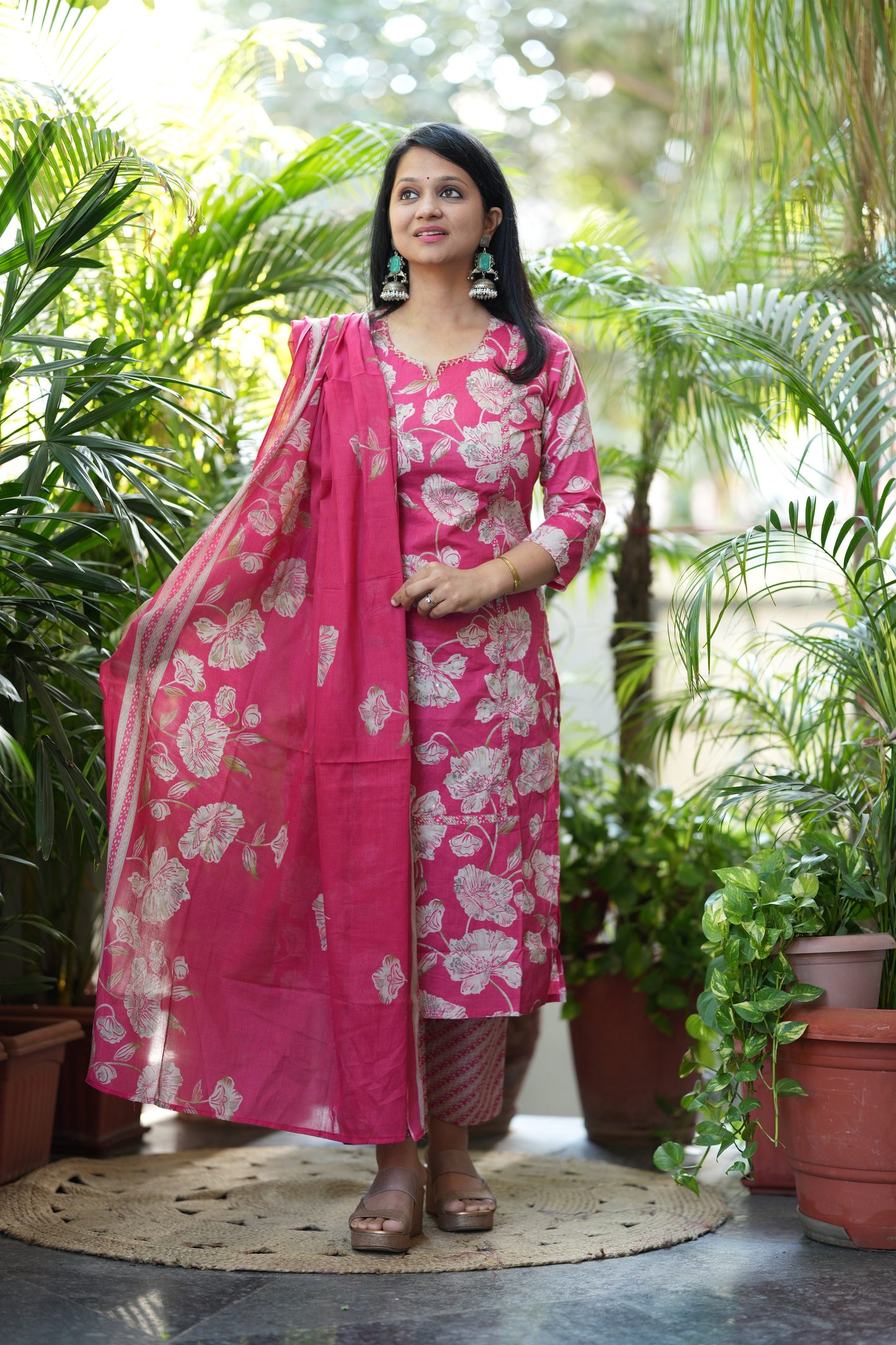 Meher Pink Cotton Suit Set