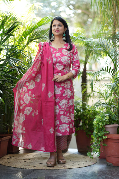 Meher Pink Cotton Suit Set