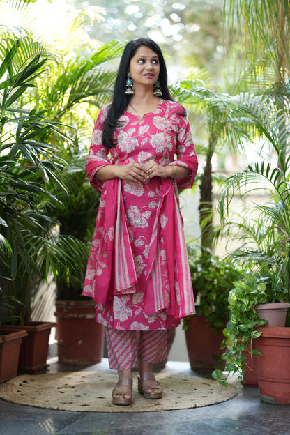 Meher Pink Cotton Suit Set