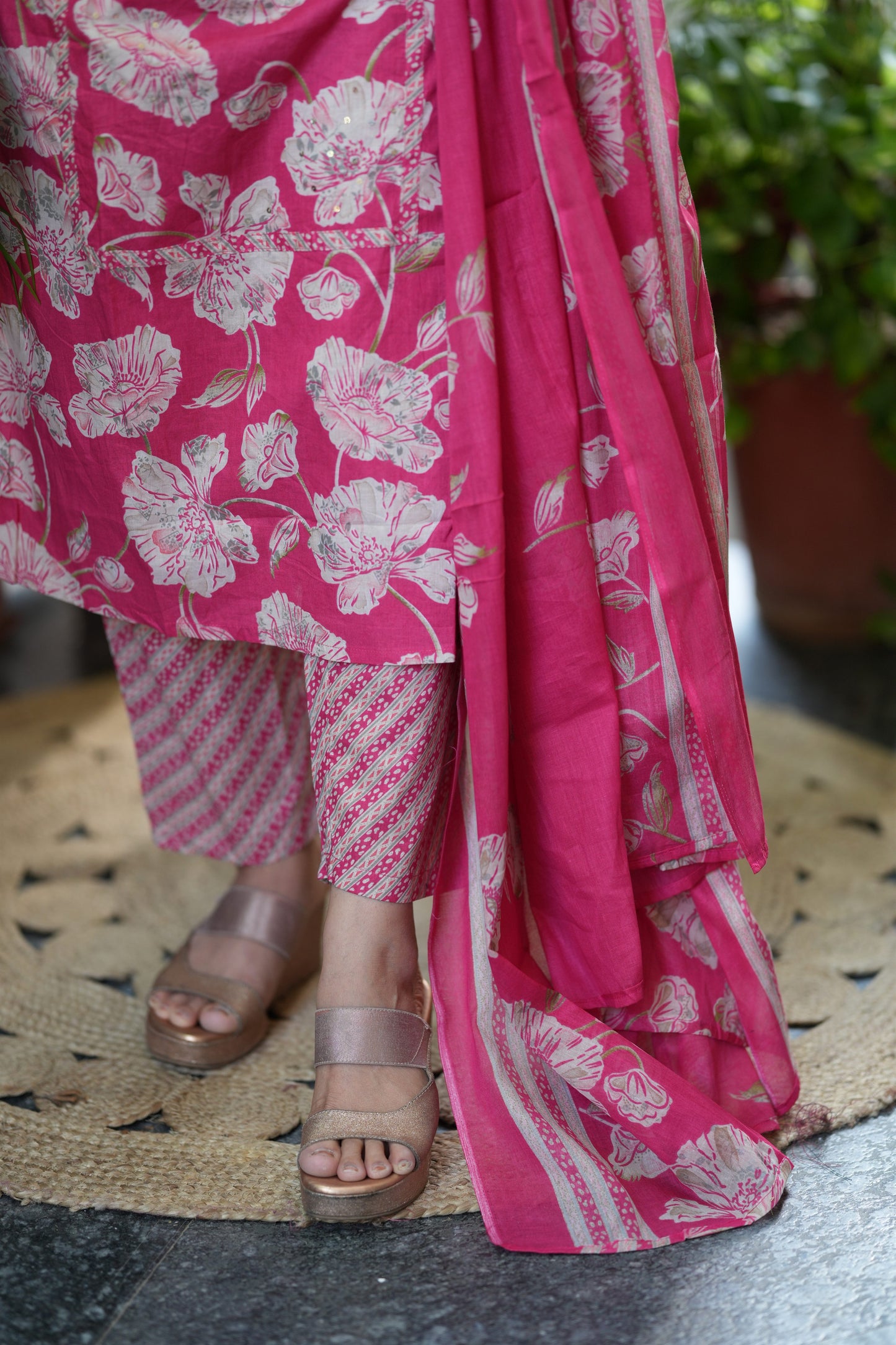 Meher Pink Cotton Suit Set