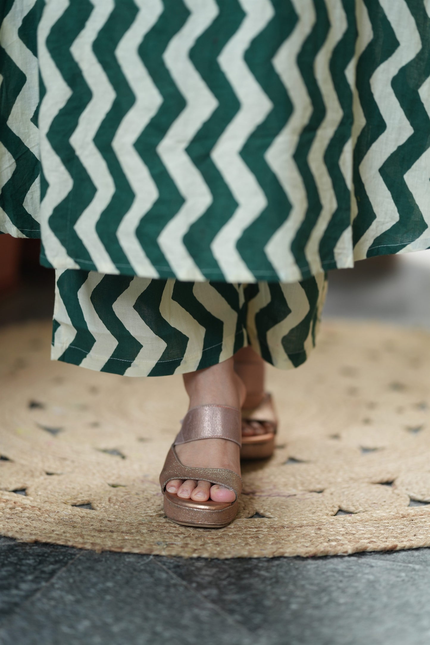 Bottle Green A-Line Cotton Co-ord Set