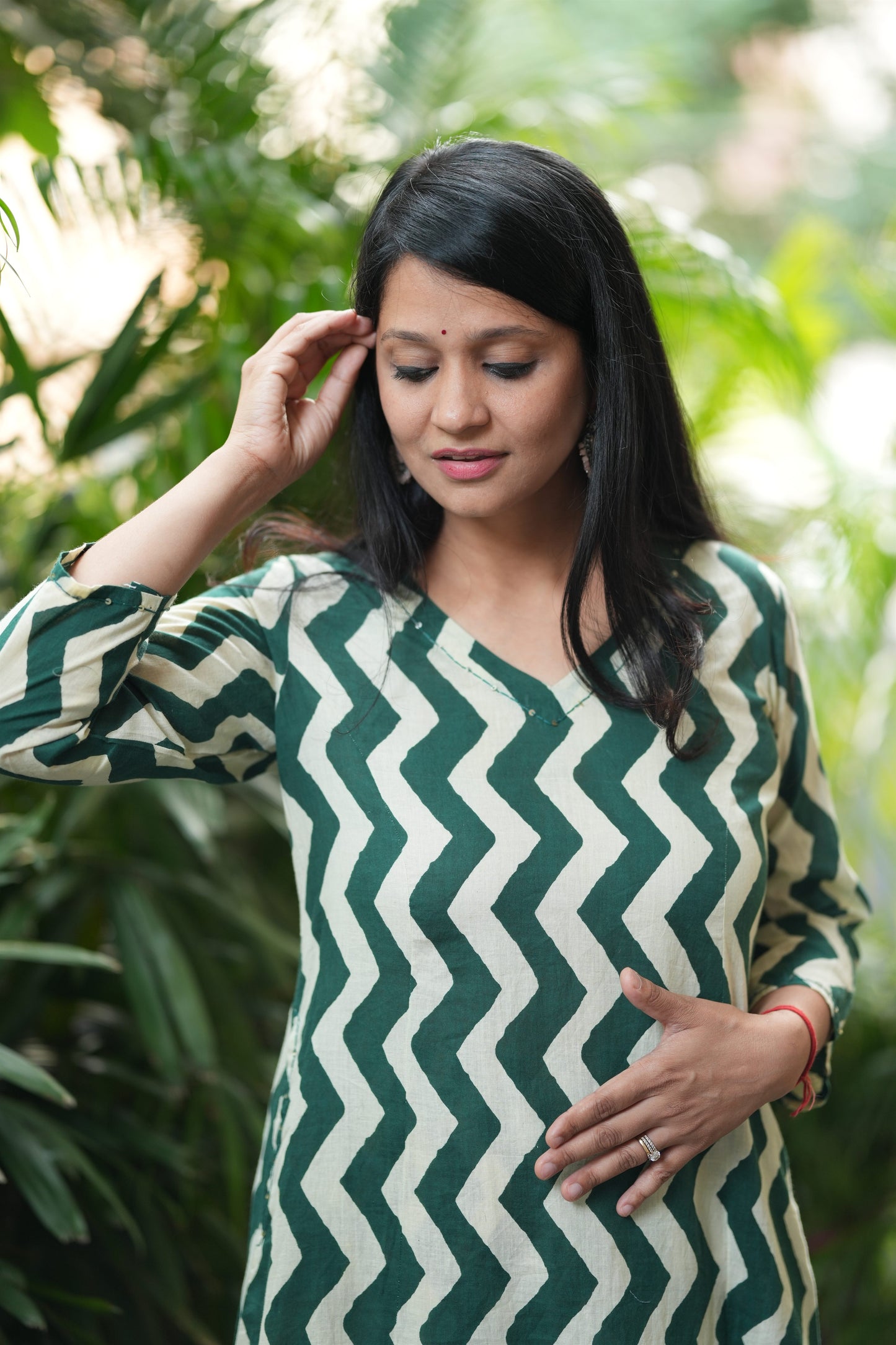 Bottle Green A-Line Cotton Co-ord Set