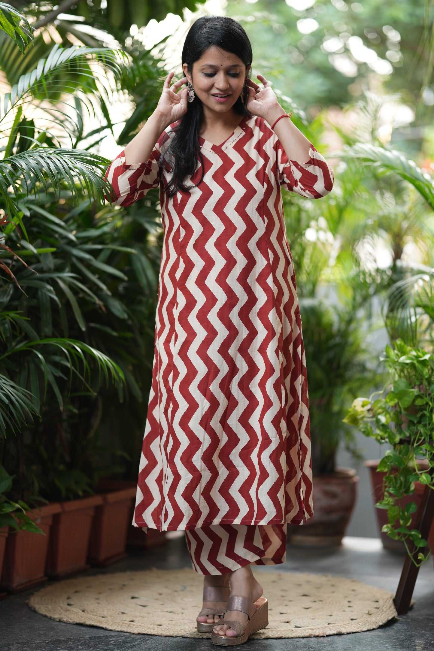 Maroon A-Line Cotton Co-ord Set