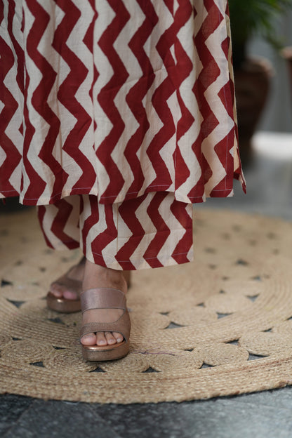 Maroon A-Line Cotton Co-ord Set