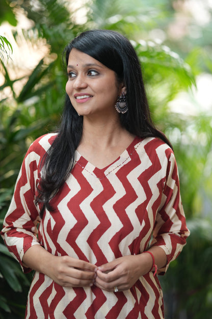 Maroon A-Line Cotton Co-ord Set