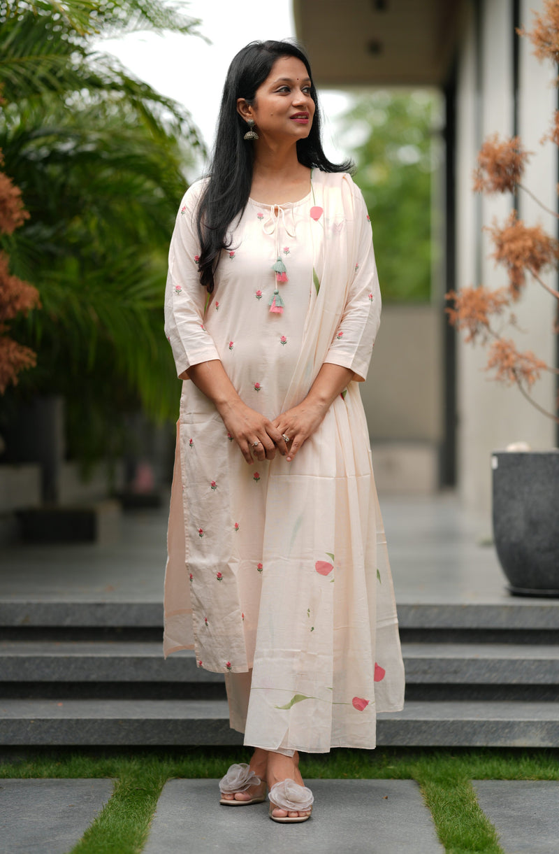 Kairavi Pink Floral Cotton Suit Set
