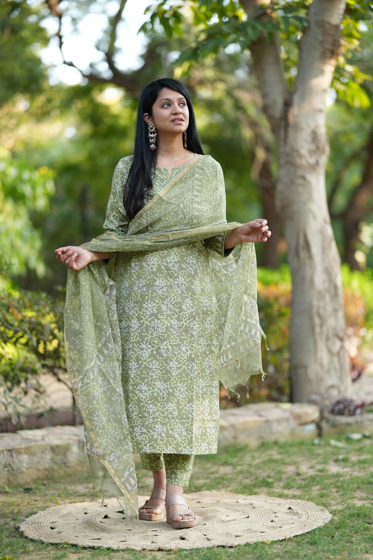 Zariya Jaal Cotton bagaru Handblock Suit Set