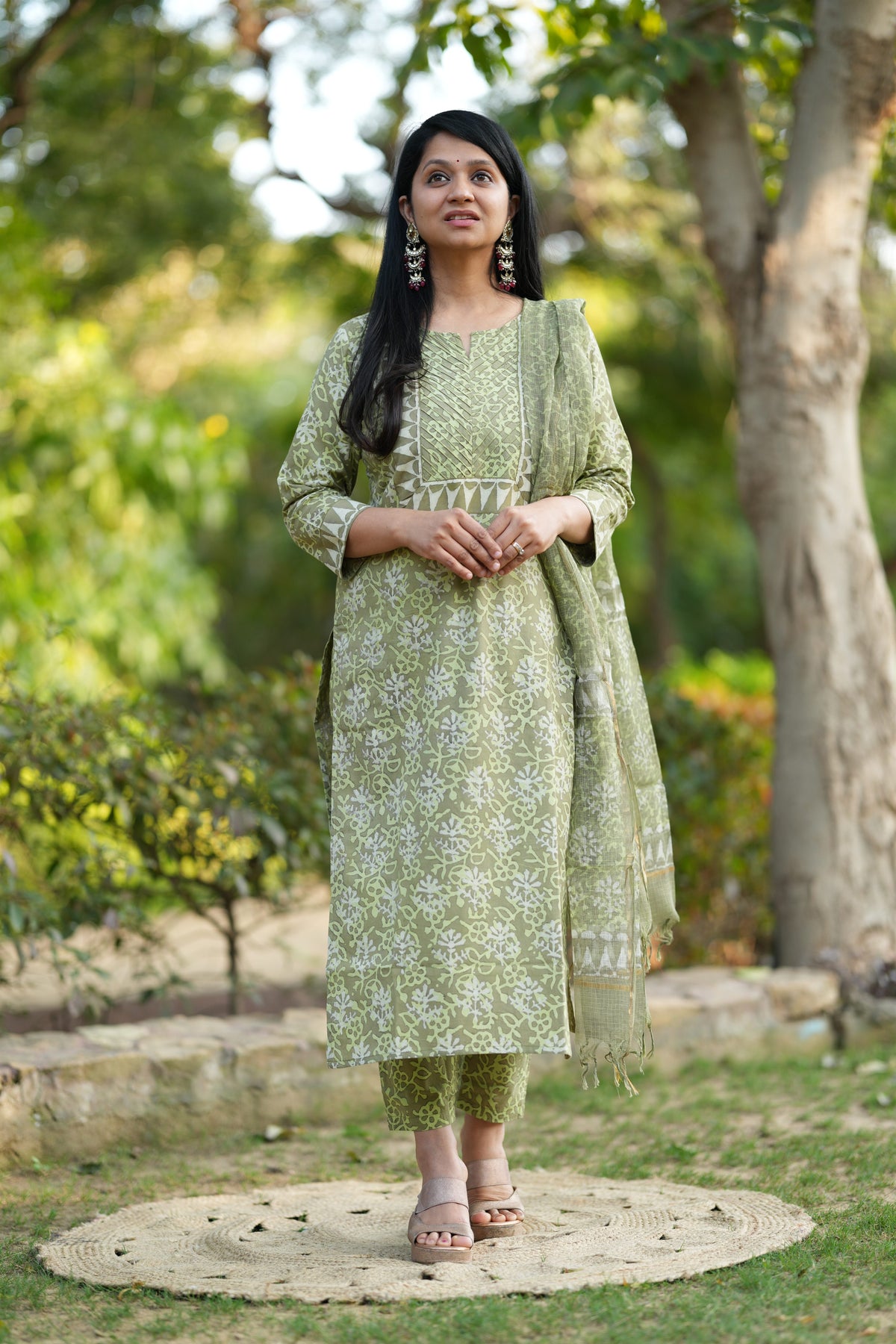 Zariya Jaal Cotton bagaru Handblock Suit Set