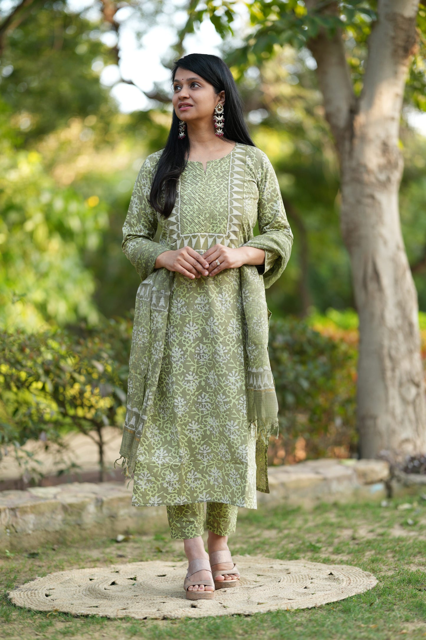 Zariya Jaal Ptint Cotton Handblock Suit Set