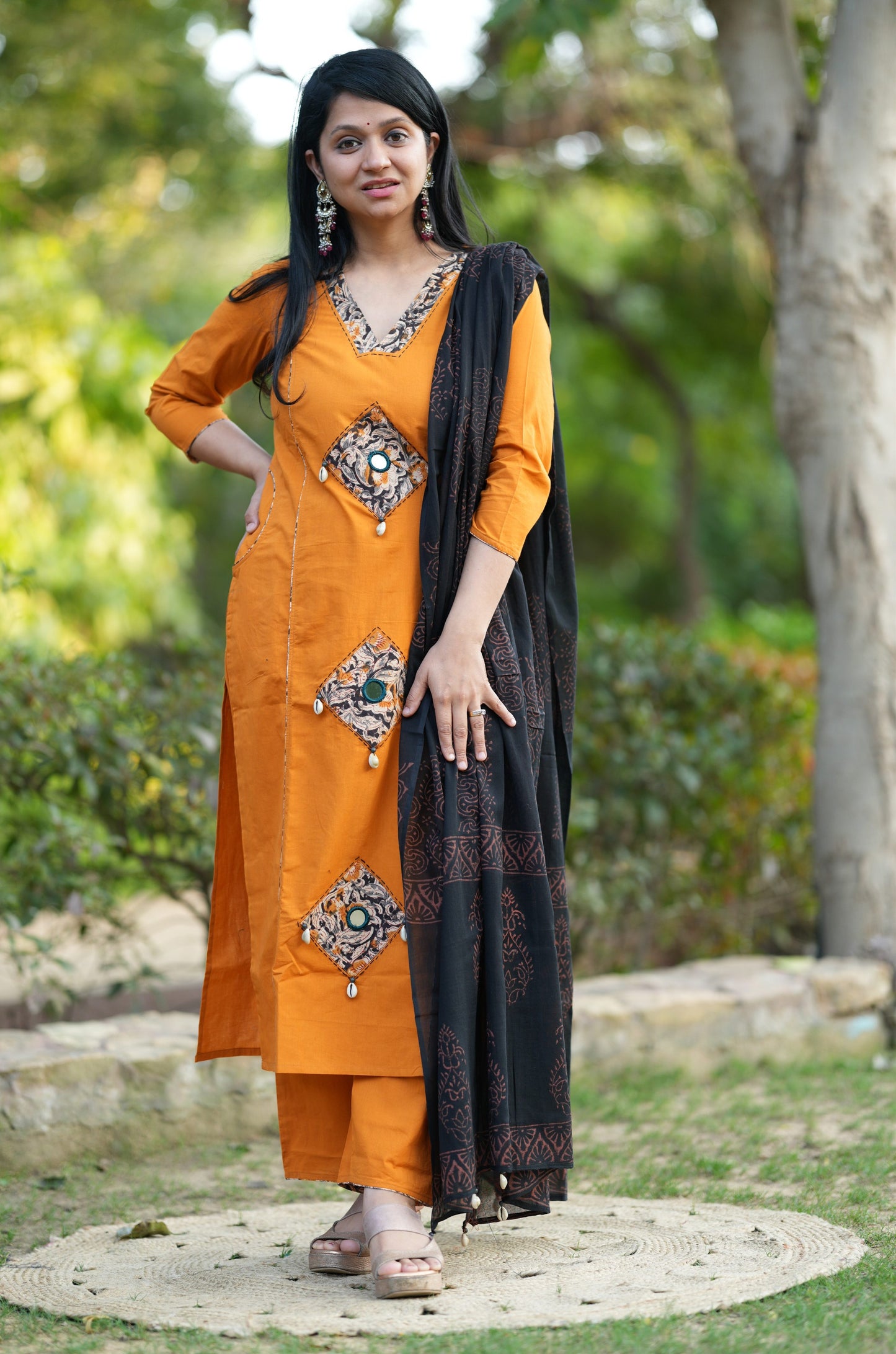 Mustard Kutch Patchwork Suit Set