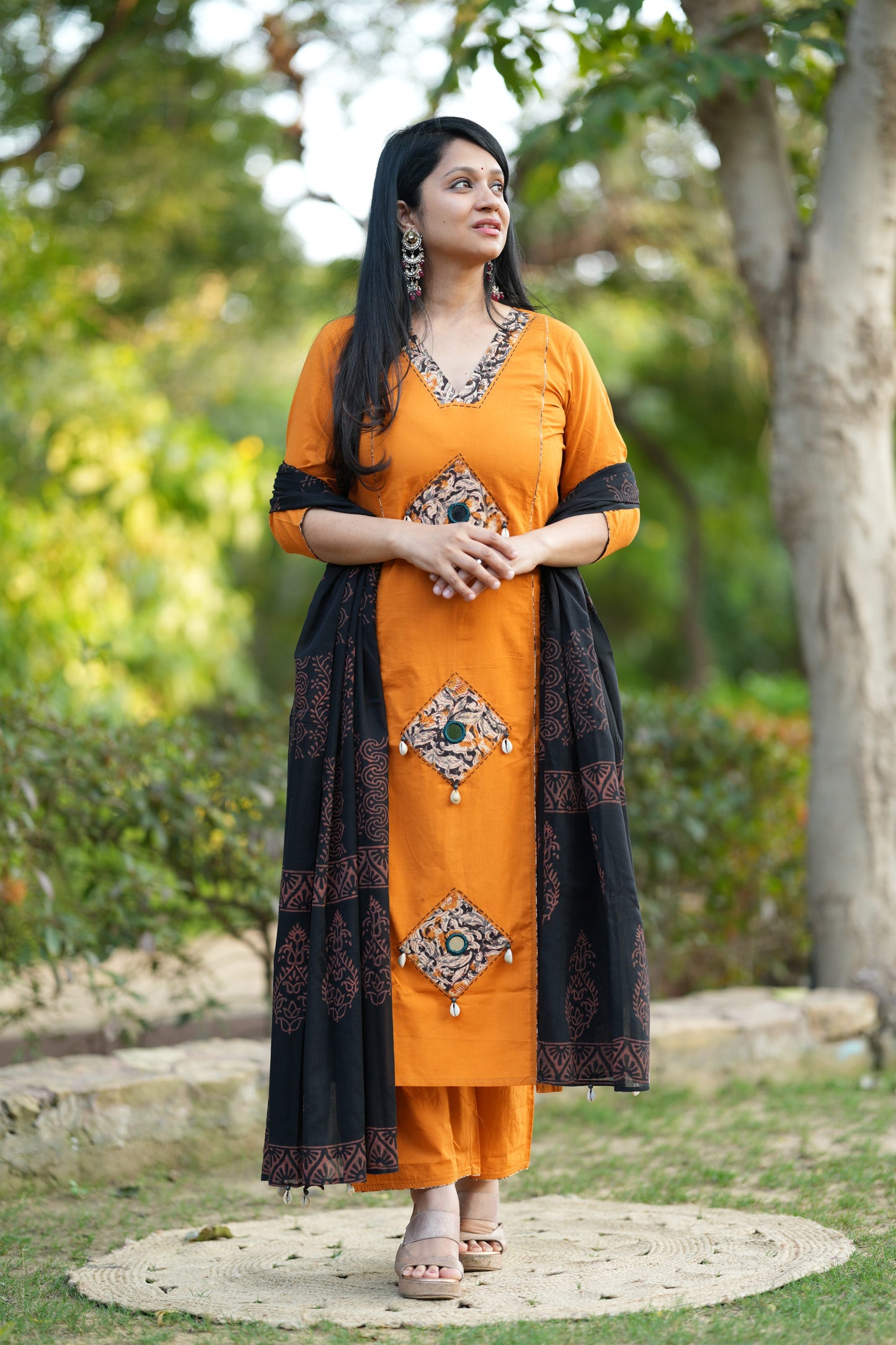 Mustard Kutch Patchwork Suit Set