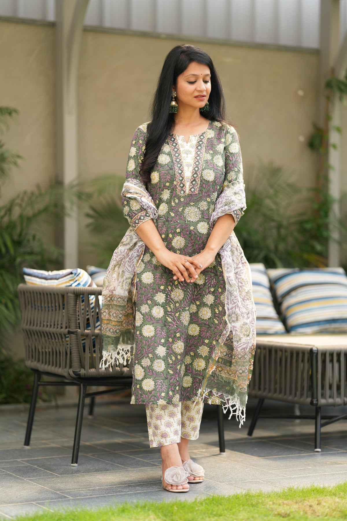 Prakriti bagaru HandBlock Cotton Suit Set