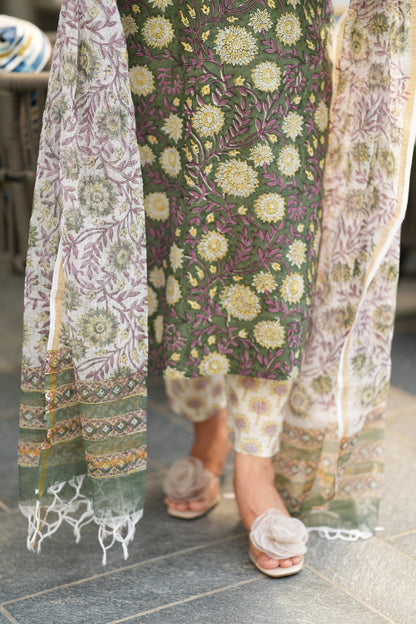 Prakriti bagaru HandBlock Cotton Suit Set