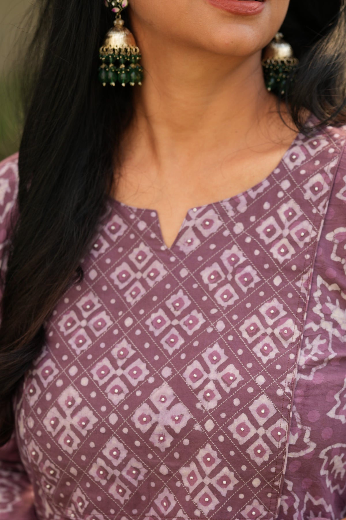 Mauve Bagru Handblock Cotton Kurti