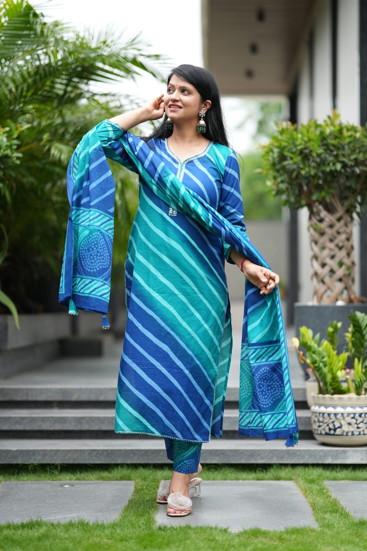 Neel Sawan Lehar Cotton Suit Set