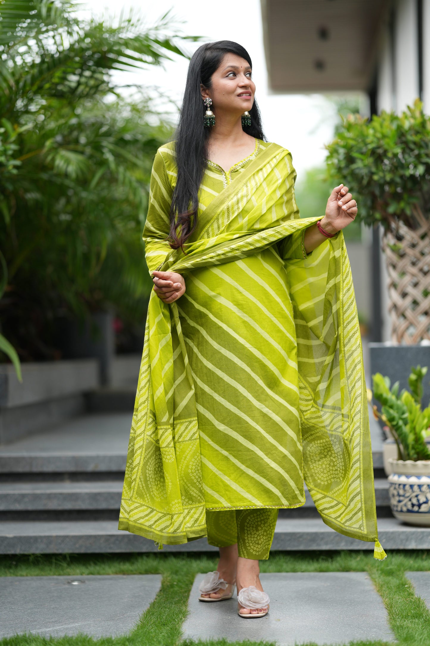 Hariyali Sawan Lehar Cotton Suit Set