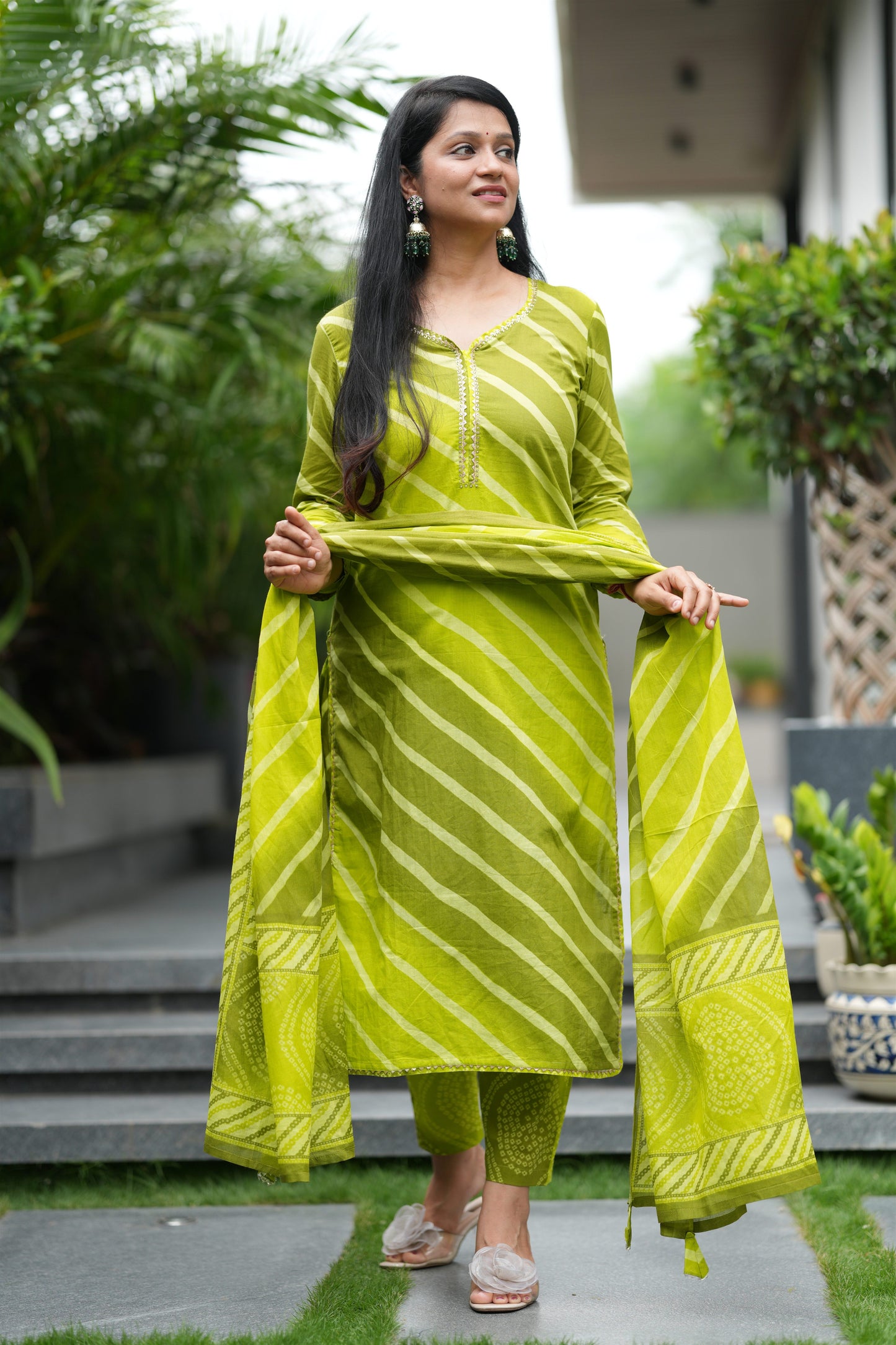 Hariyali Sawan Lehar Cotton Suit Set