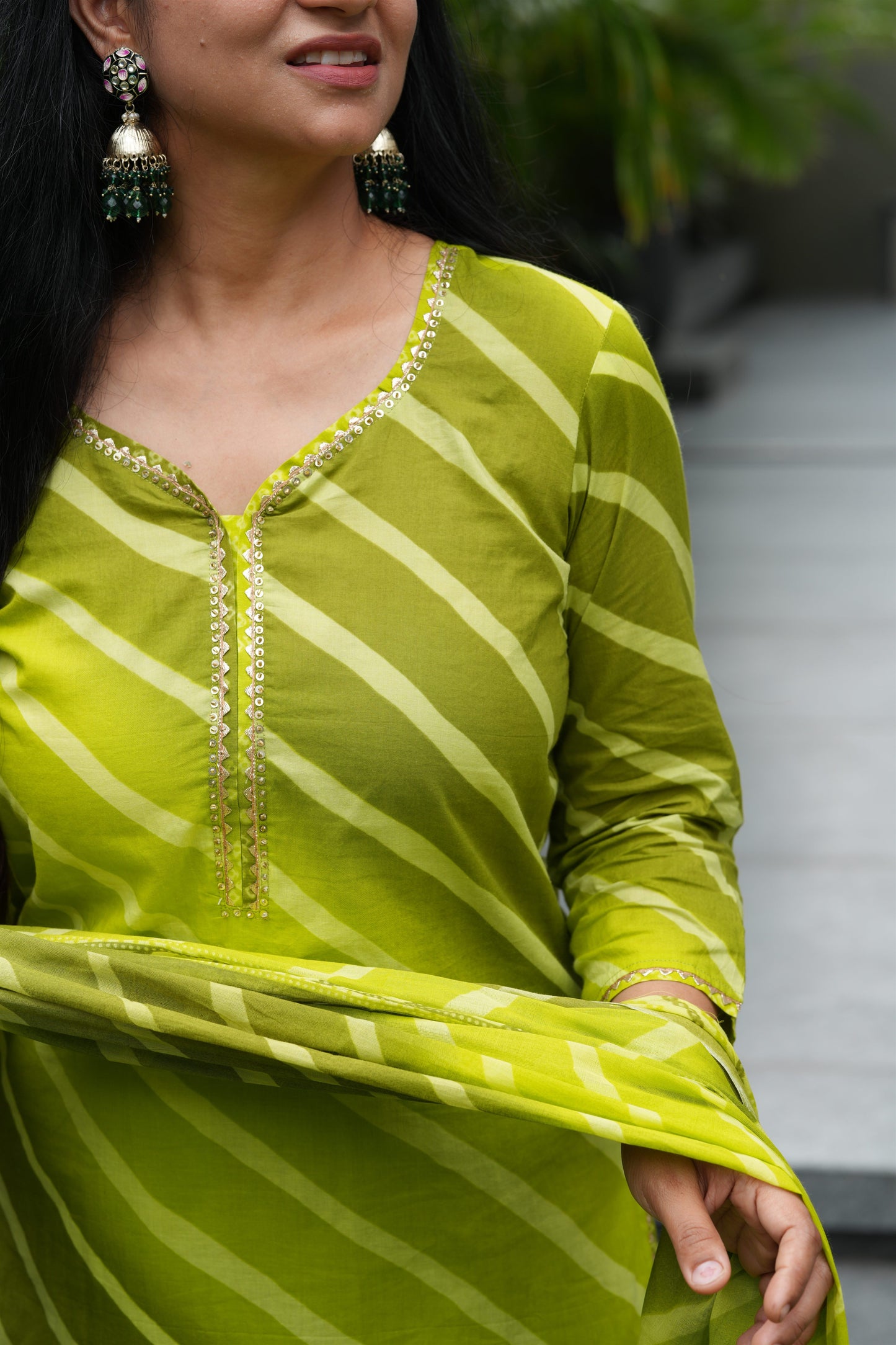 Hariyali Sawan Lehar Cotton Suit Set