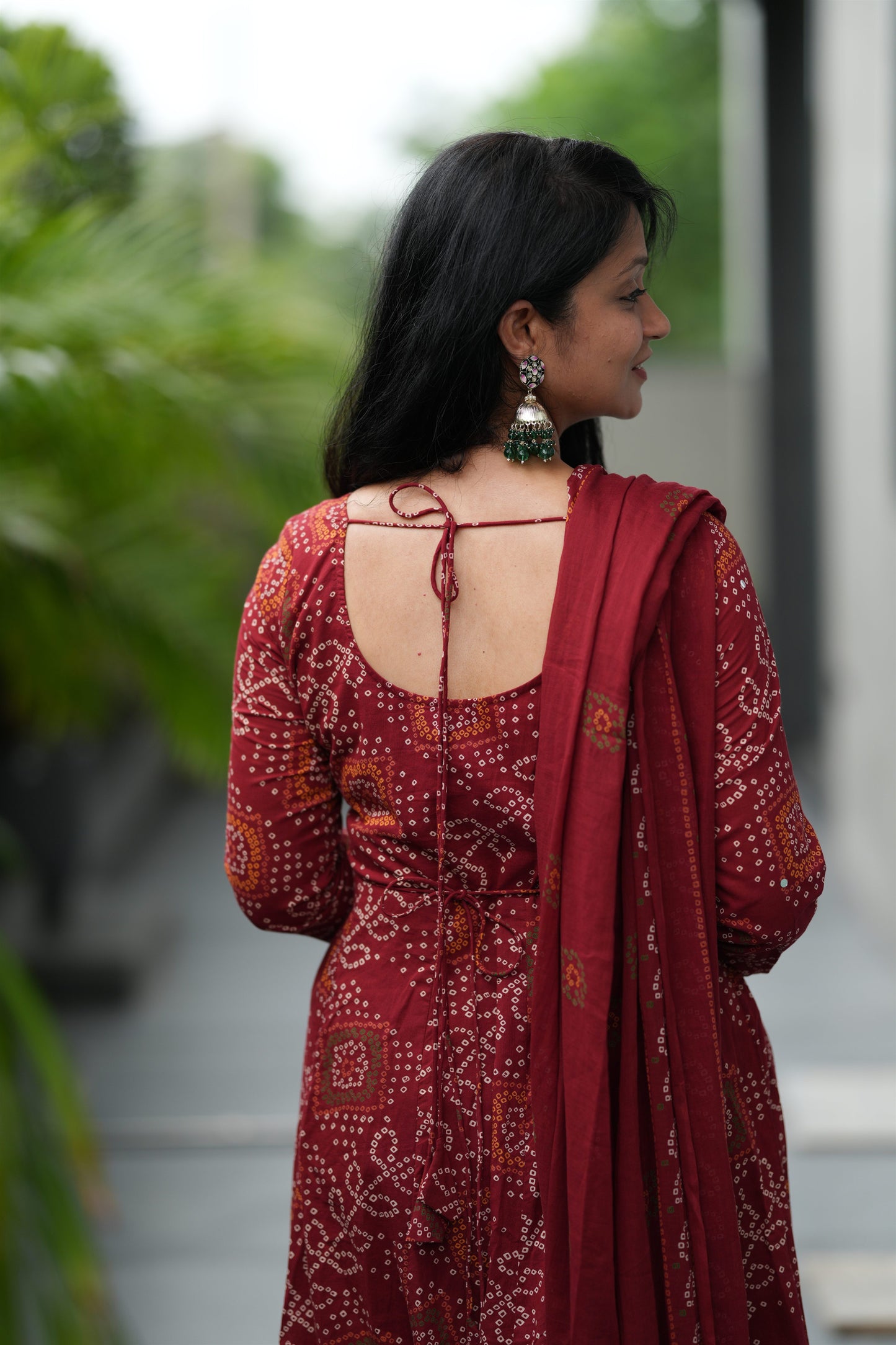 Shagun Baandhni Cotton Anarkali Suit Set