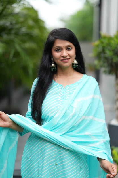 Aqua Sawan Lehar Cotton Suit Set