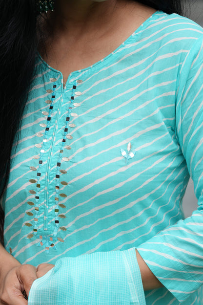 Aqua Sawan Lehar Cotton Suit Set