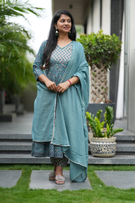 Rimjhim Cotton Anarkali Suit Set