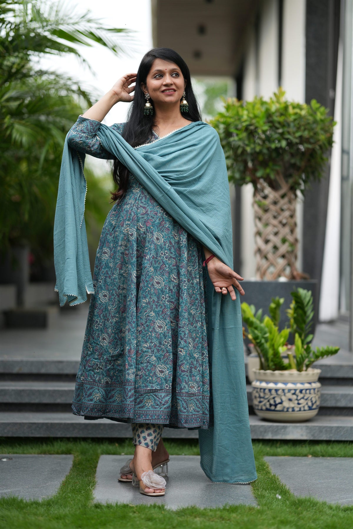 Rimjhim Cotton Anarkali Suit Set
