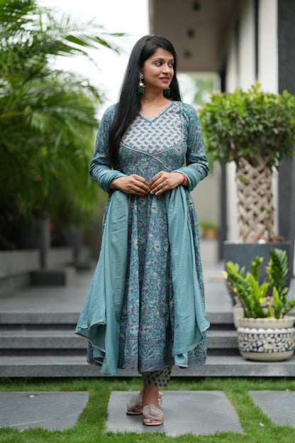 Rimjhim Cotton Anarkali Suit Set