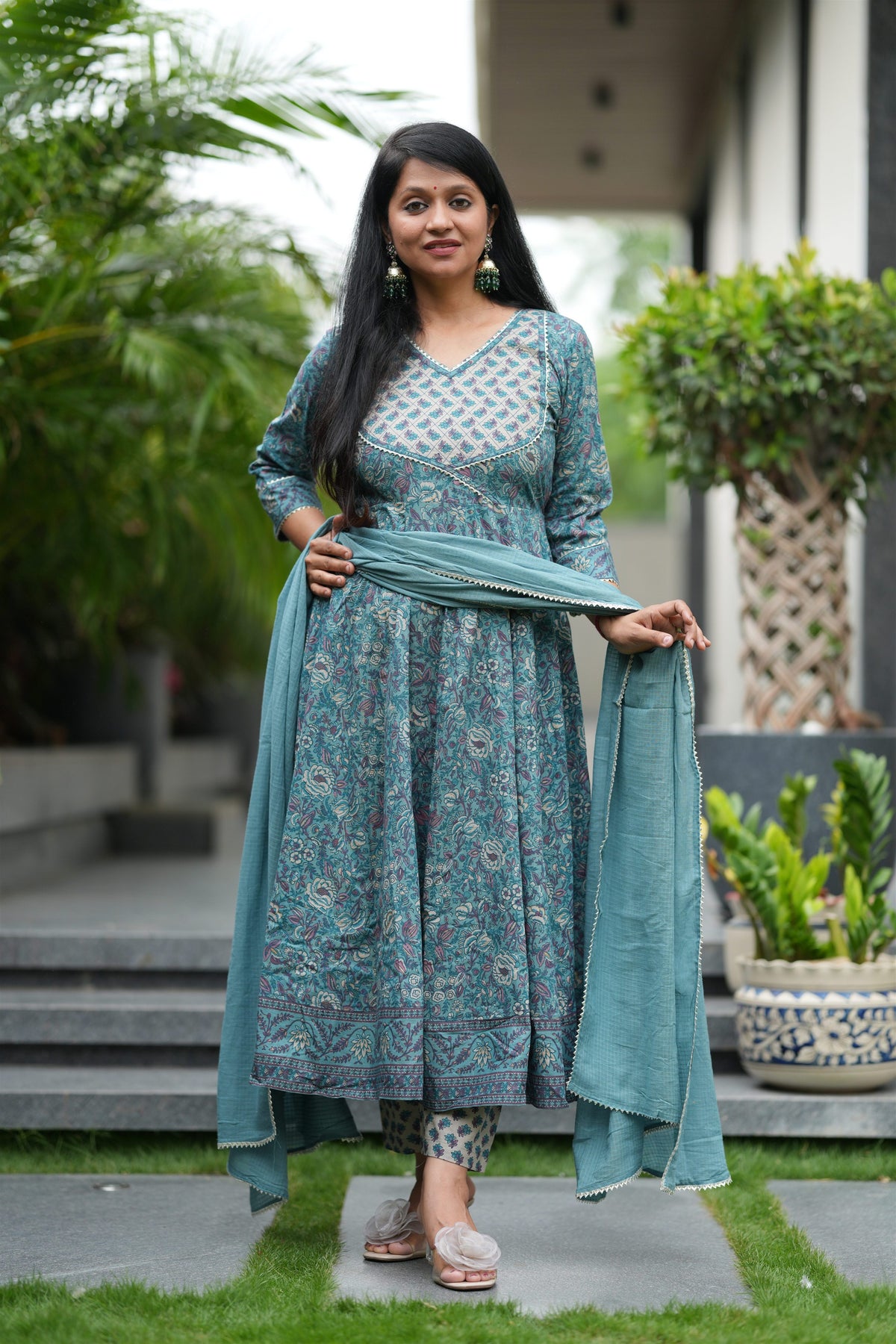 Rimjhim Cotton Anarkali Suit Set
