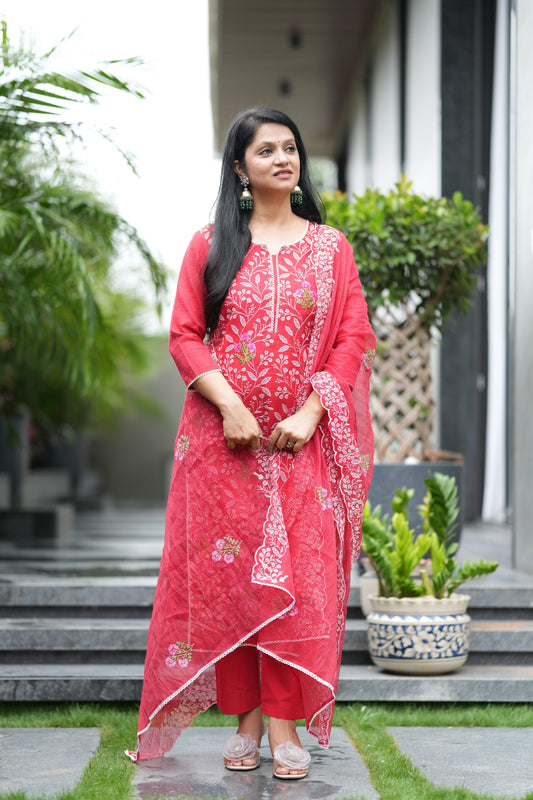 Crimson Heritage Kota Doria Suit Set